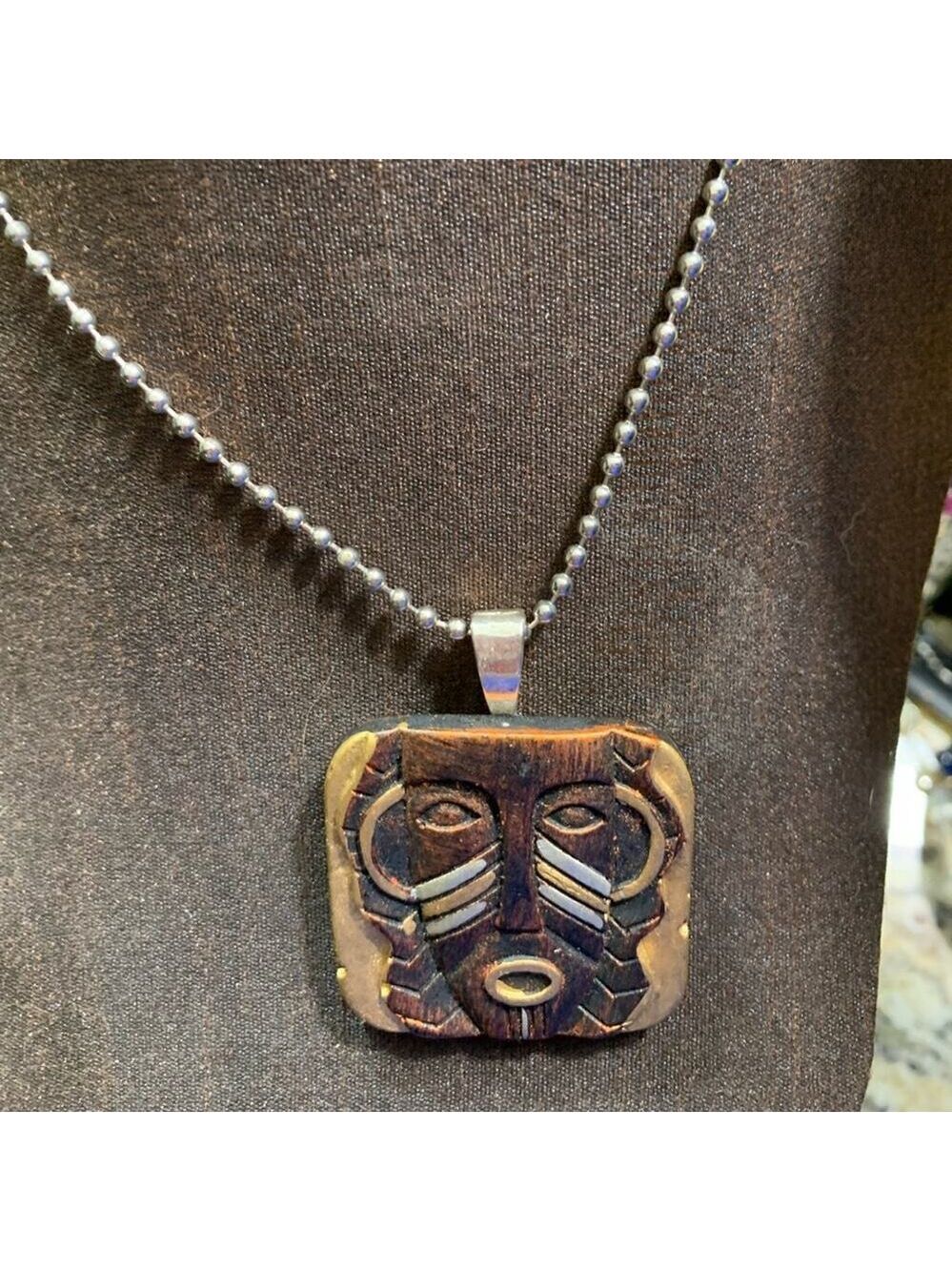 Handmade vintage upcycled inspired carved necklace unique new